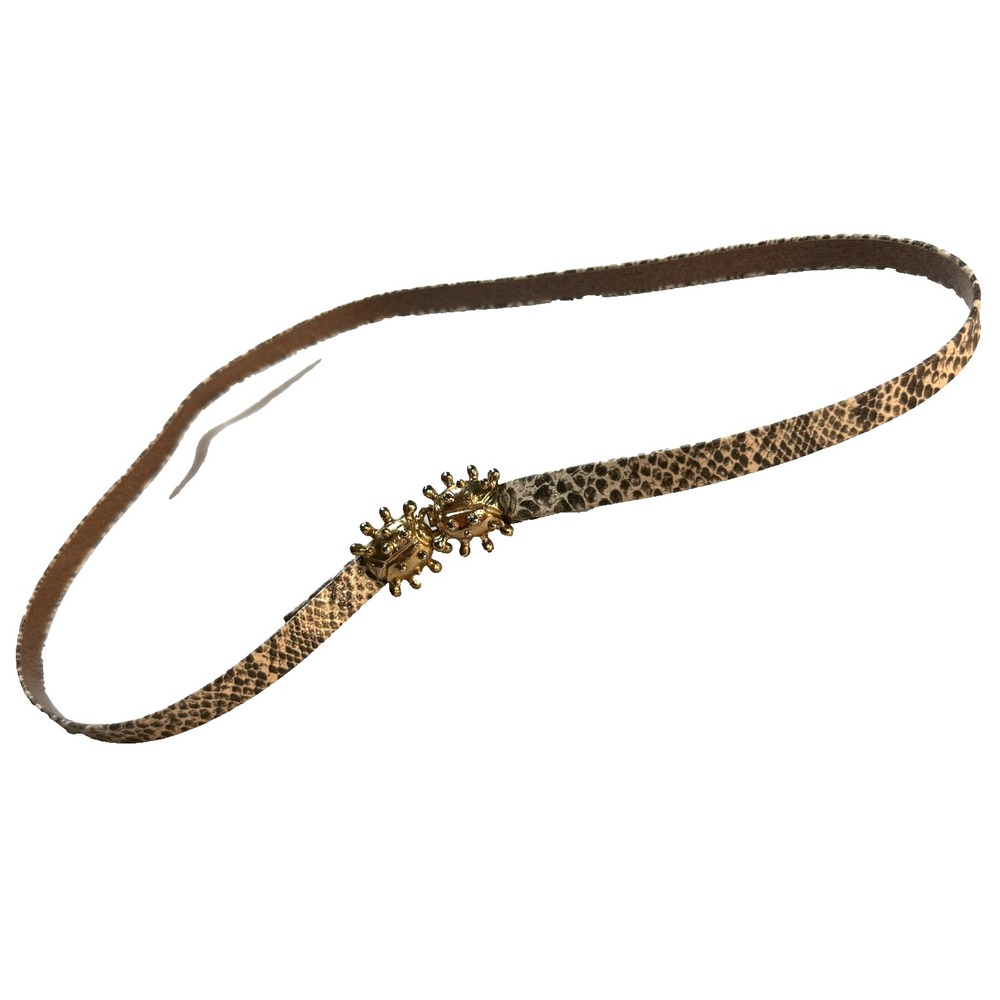 Vintage Animal Print Belt Gold Buckle Accent Womens 31 Boho 90s Maximalist Chic